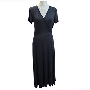 Banana Republic V-Neck Maxi Dress Womens Small Black Simple Classic Minimalist